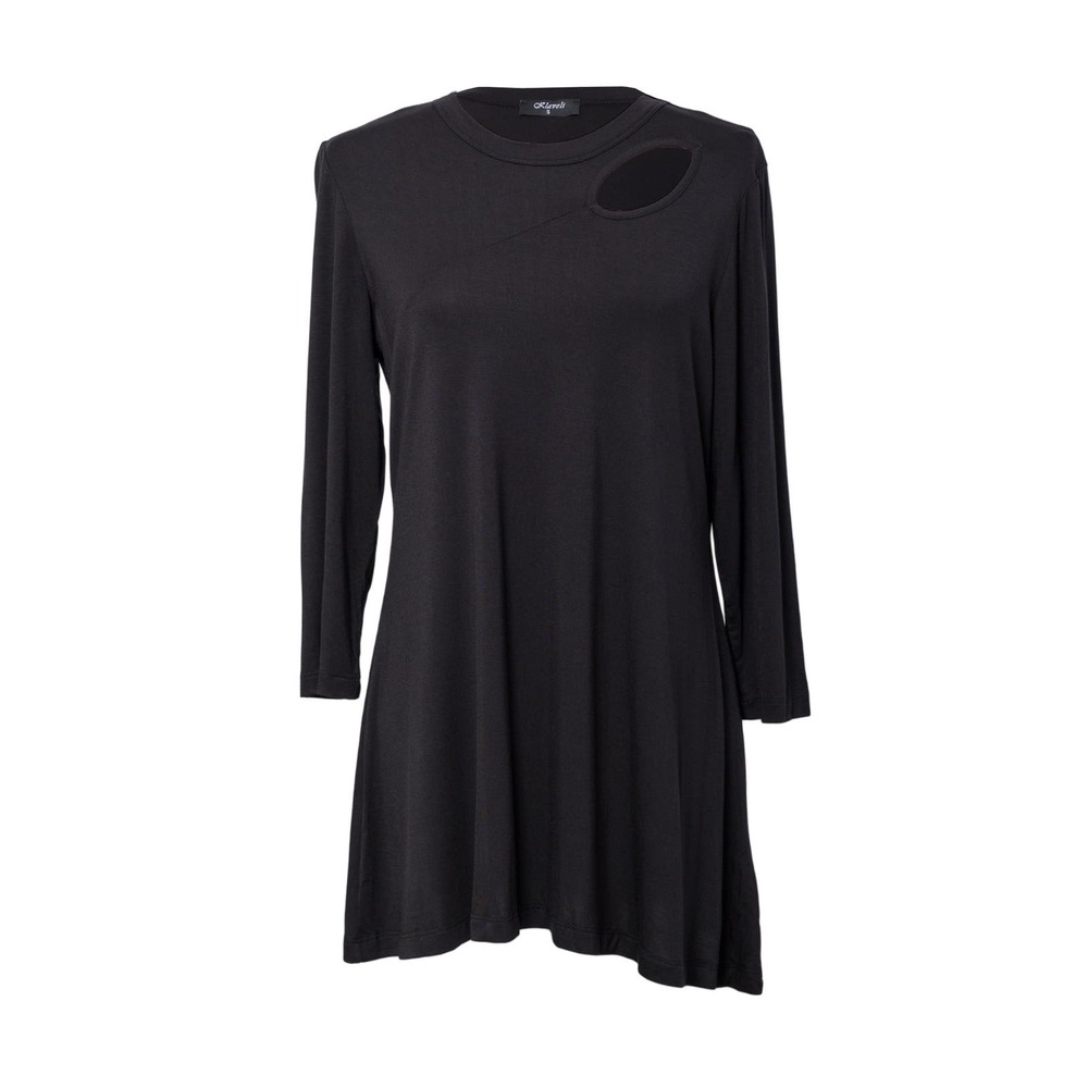 Women's Black Tunic Size L Round Neck Keyhole Top 3/4 Sleeve NWT Klaveli